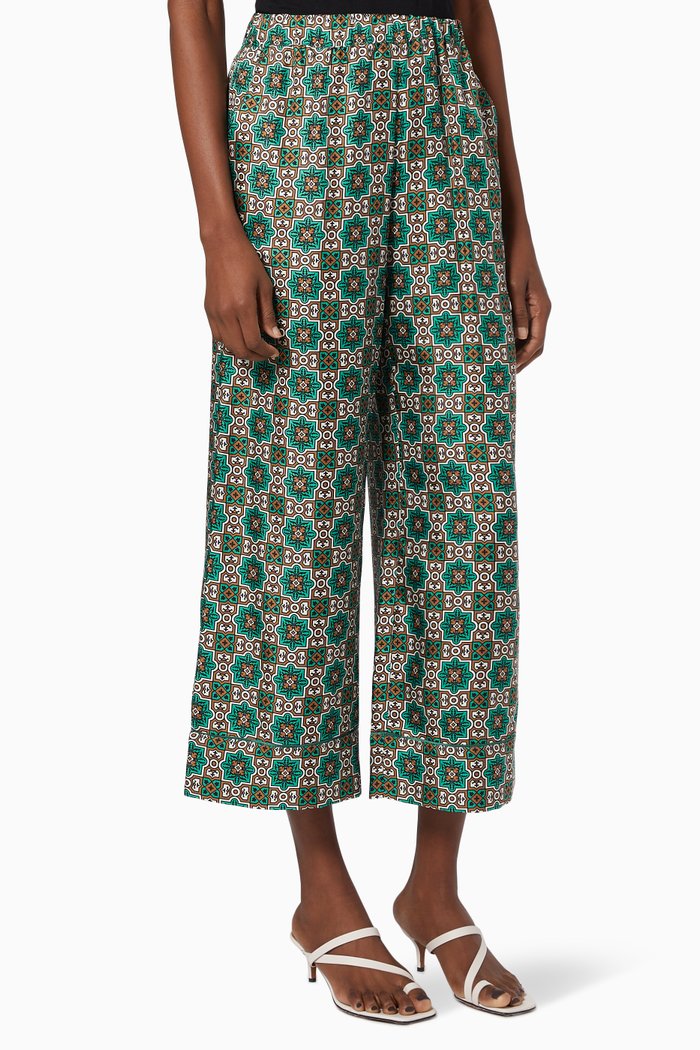 

Printed Trousers in Silk Twill, Multicolour
