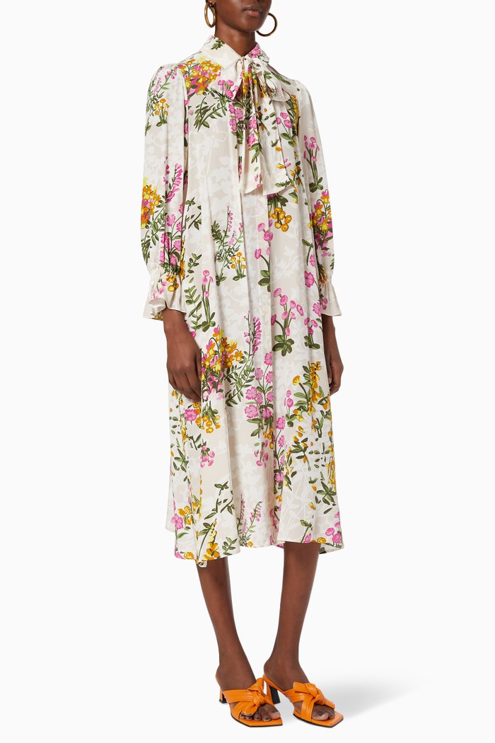 Shirt Dress in Silk Crepe De Chine, Pink