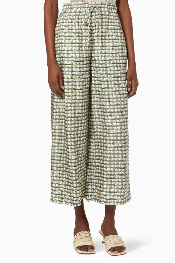 

Wide Leg Trousers in Silk Twill, Green