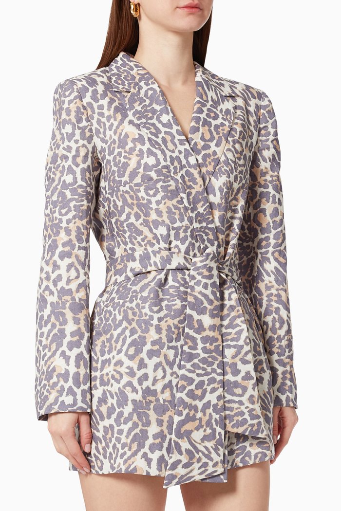 

Amaya Blazer in Linen, Grey