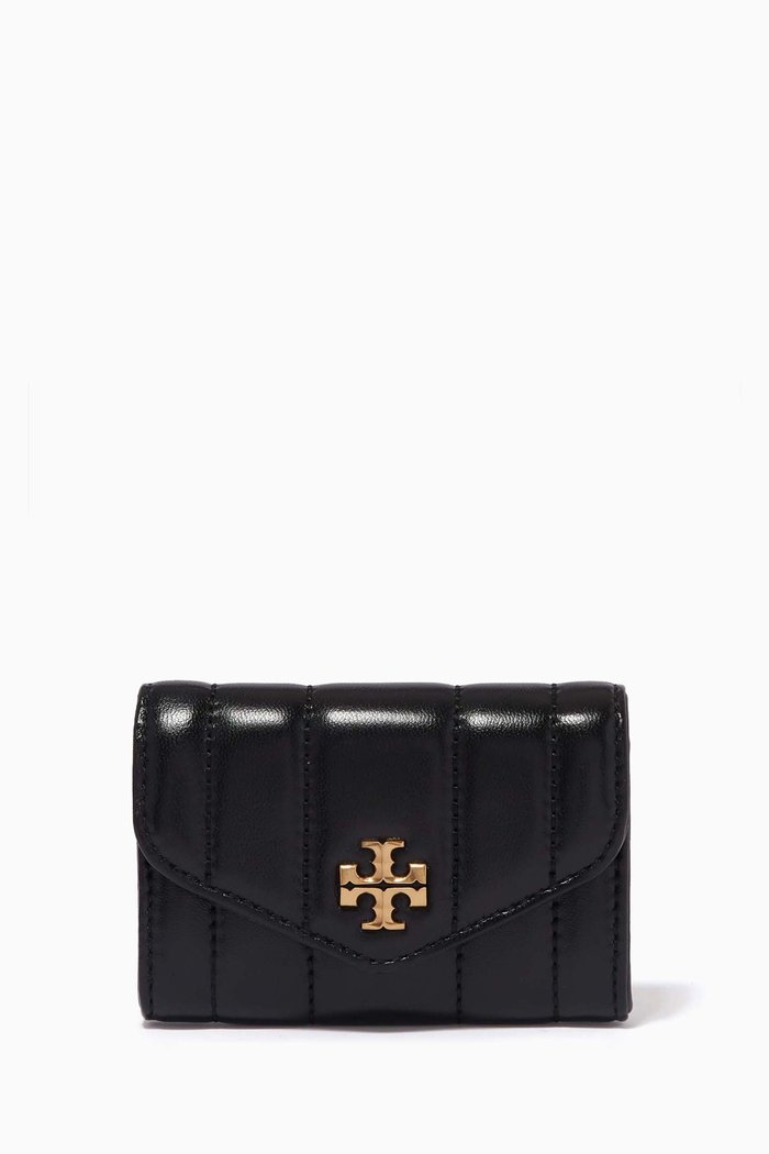 

Kira Flap Card Case in Quilted Leather, Black
