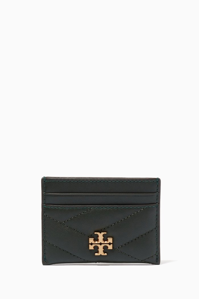 

Kira Chevron Card Case in Leather, Green