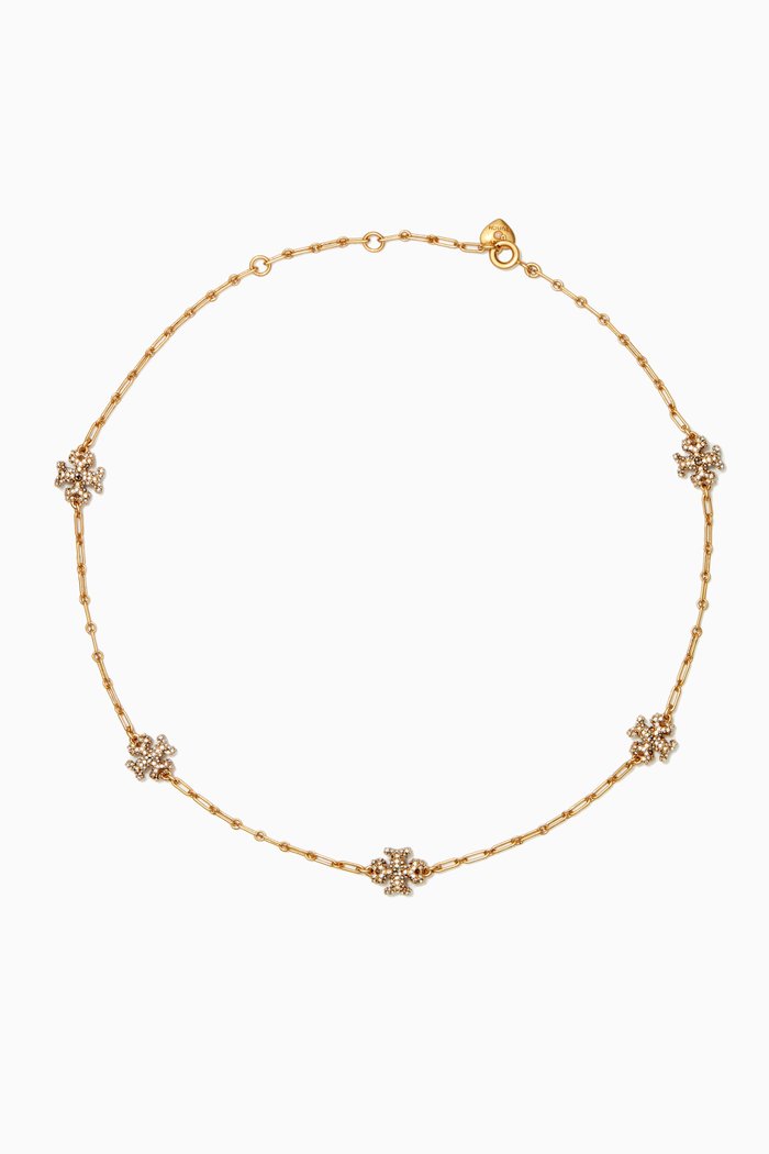 

Roxanne Chain Pavé Delicate Necklace in 18kt Gold-plated Brass