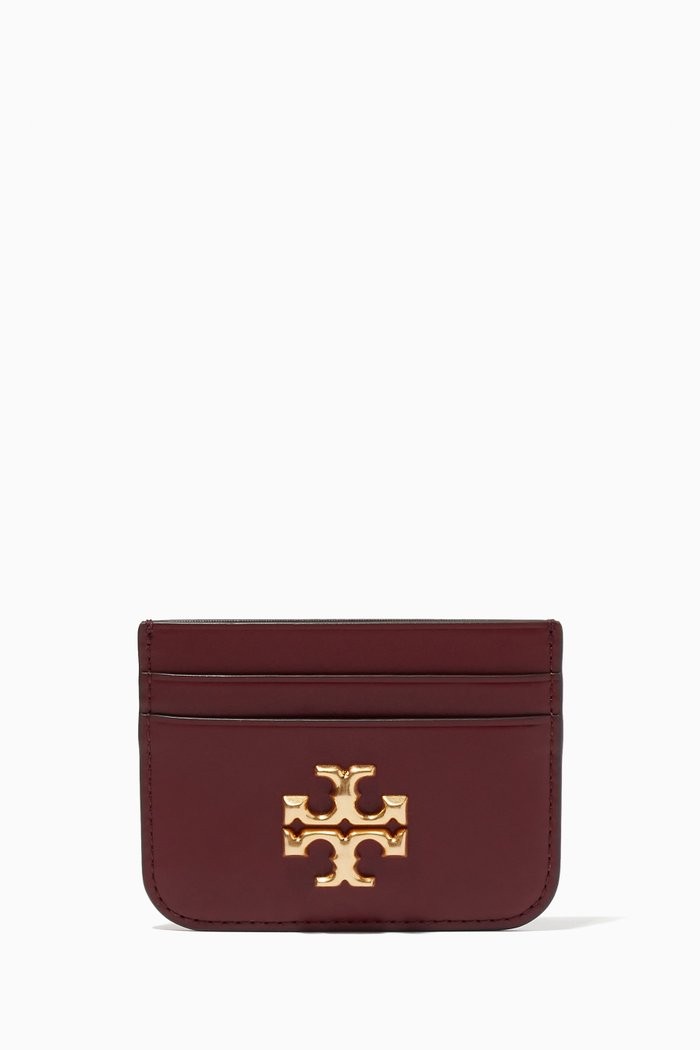 Eleanor Card Case in Leather, Burgundy