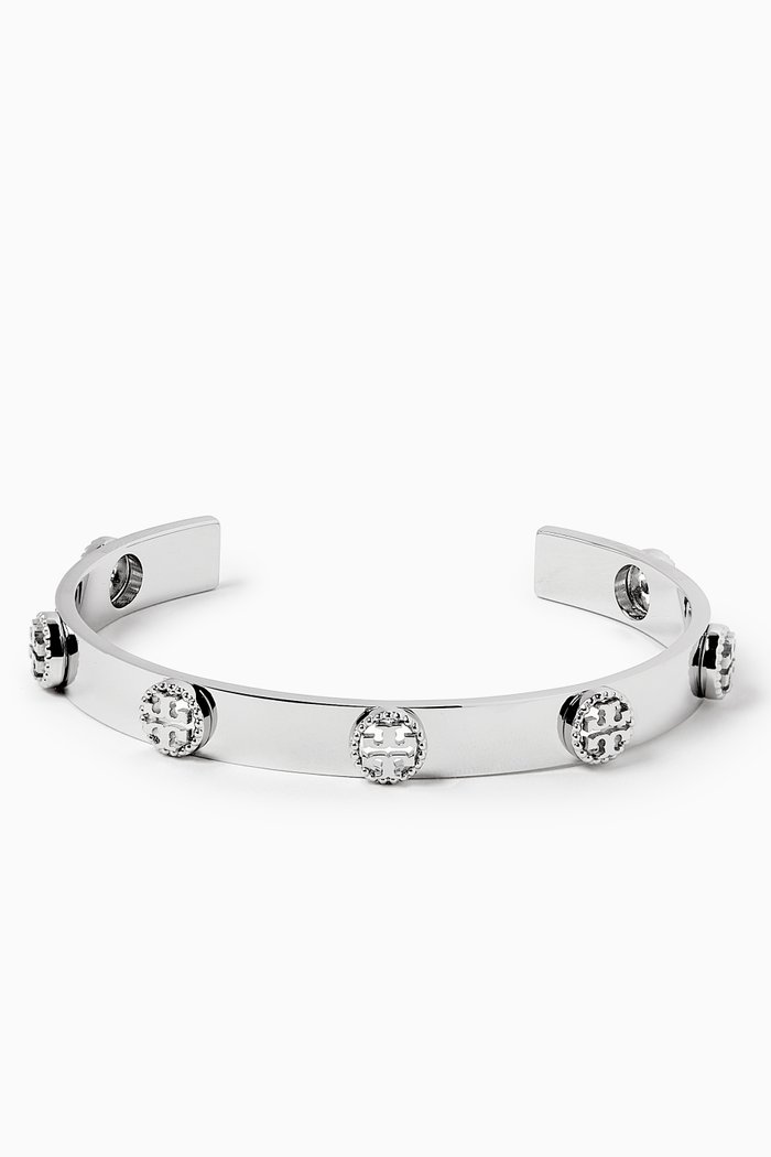 

Milgrain Logo Cuff in Silver-plated Brass