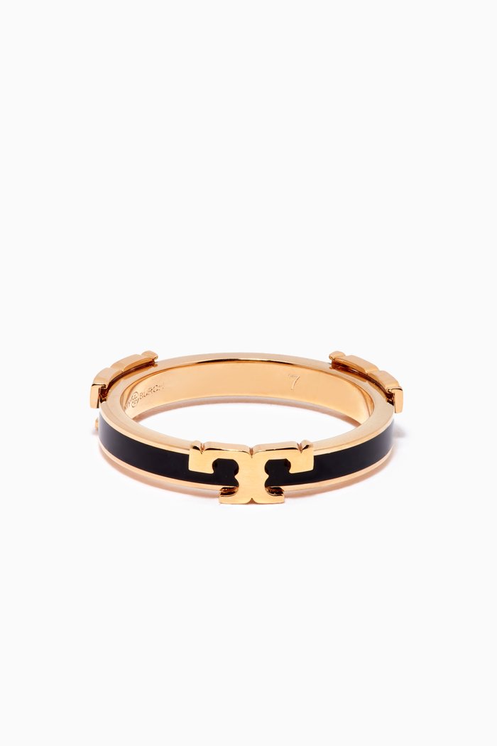 

Serif-T Stackable Ring in 18kt Gold-plated Enamel, Black