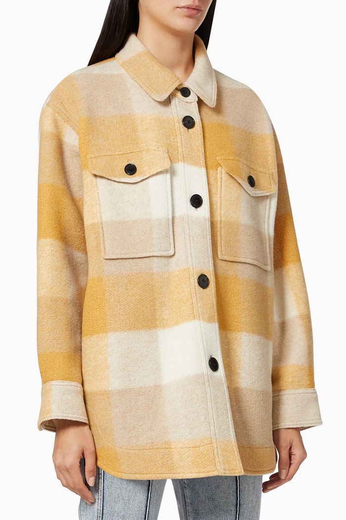 

Harveli Checkered Coat in Wool, Yellow