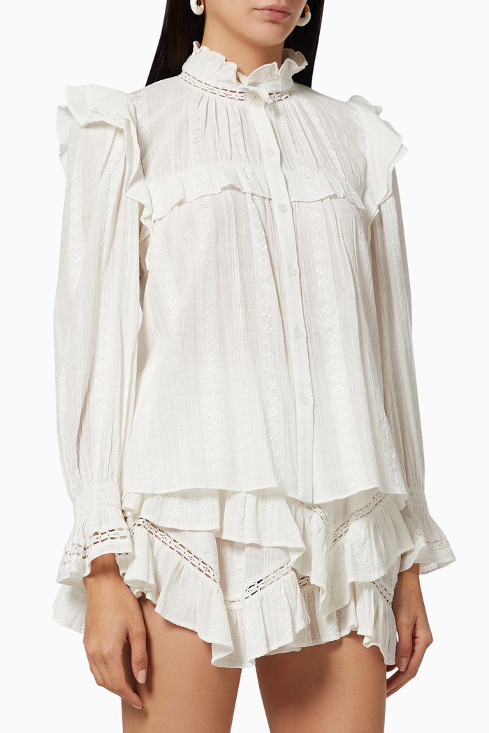 

Jadety Ruffle Blouse, White
