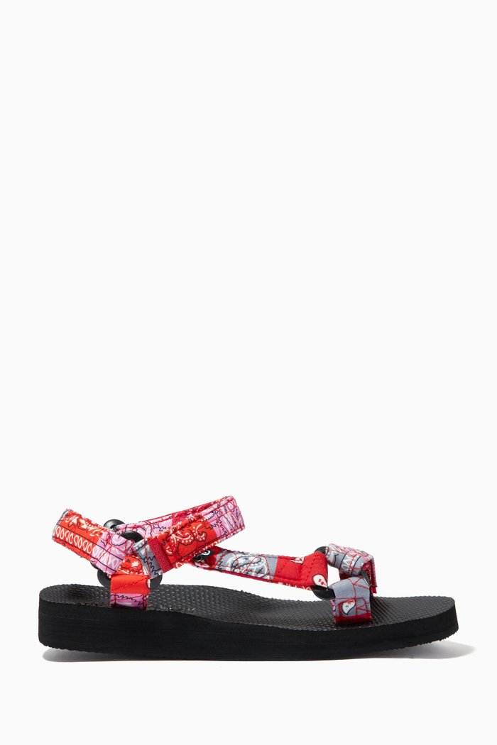 

Trekky Sandals with Bandana Print in Quilted Cotton & Repreve®, Multicolour