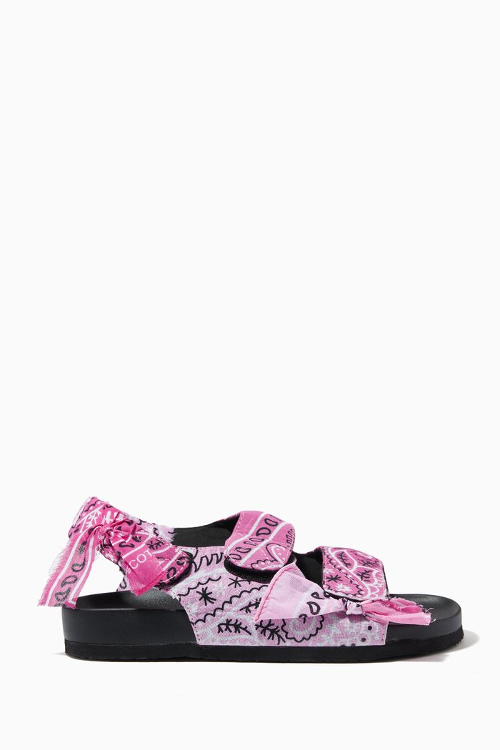 

Apache Sandals with Bandana Print in Cotton, Pink