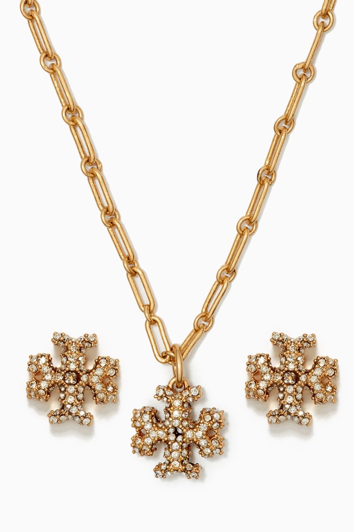 

Roxanne Necklace & Earrings Set in 18k Gold-Plated Brass