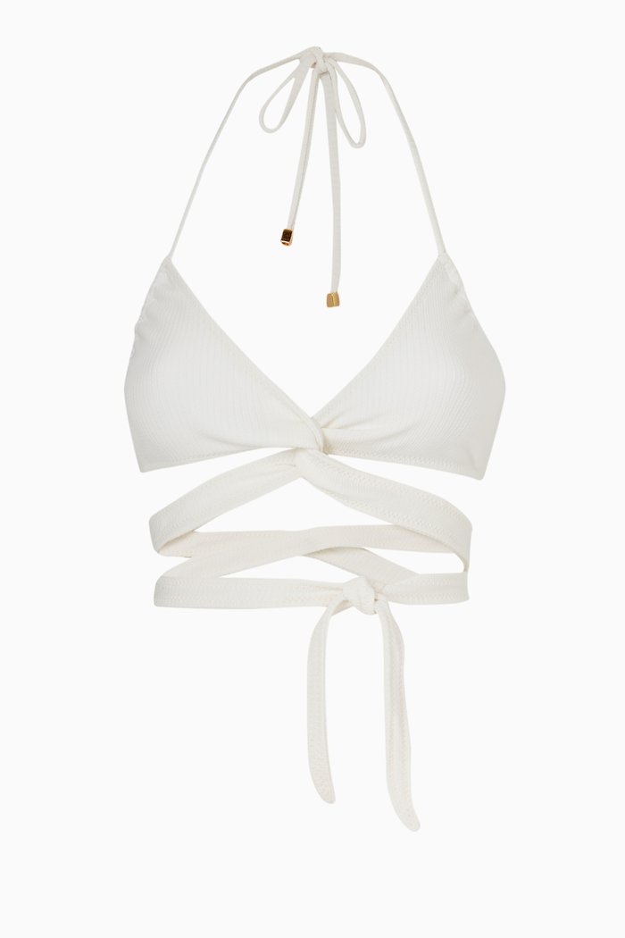 Kaia Wrap Bikini Top, White
