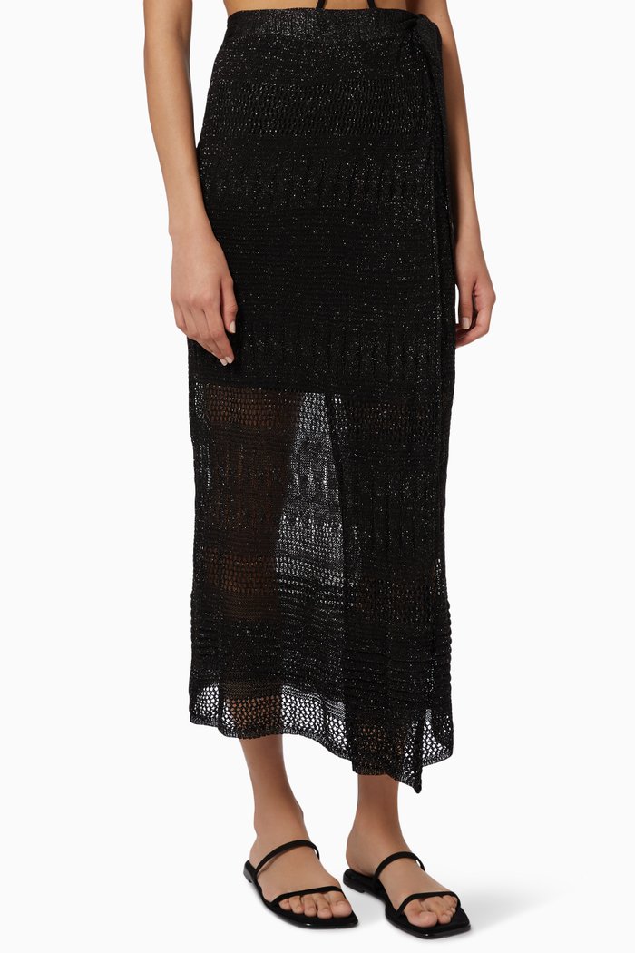 

Harper Wrap Skirt in Knit Viscose, Black