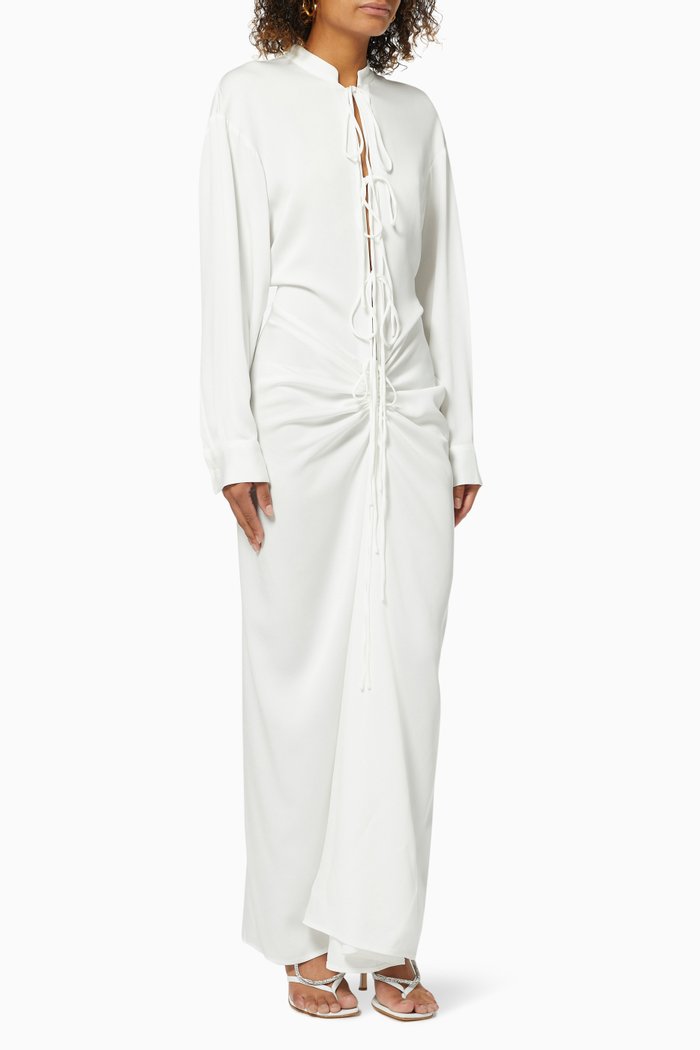 

Bertoia Long Sleeve Shirt Dress in Viscose, White