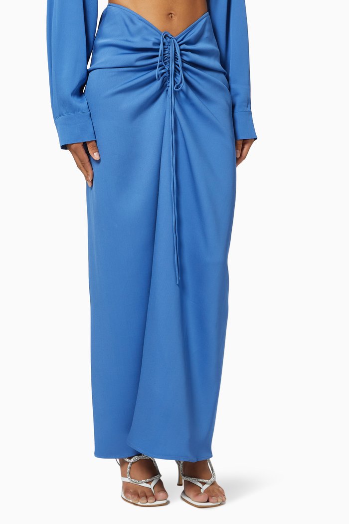 

Ruched Skirt in Viscose, Blue