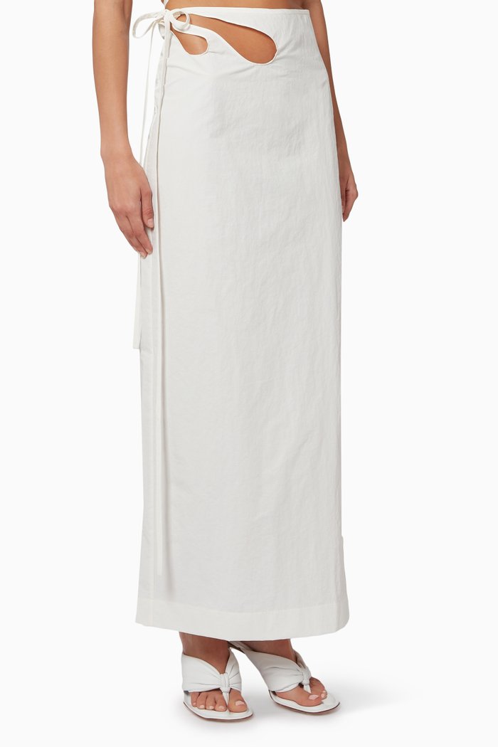 

Dual Anglaise Cut Out Skirt in Technical Cotton Blend, White