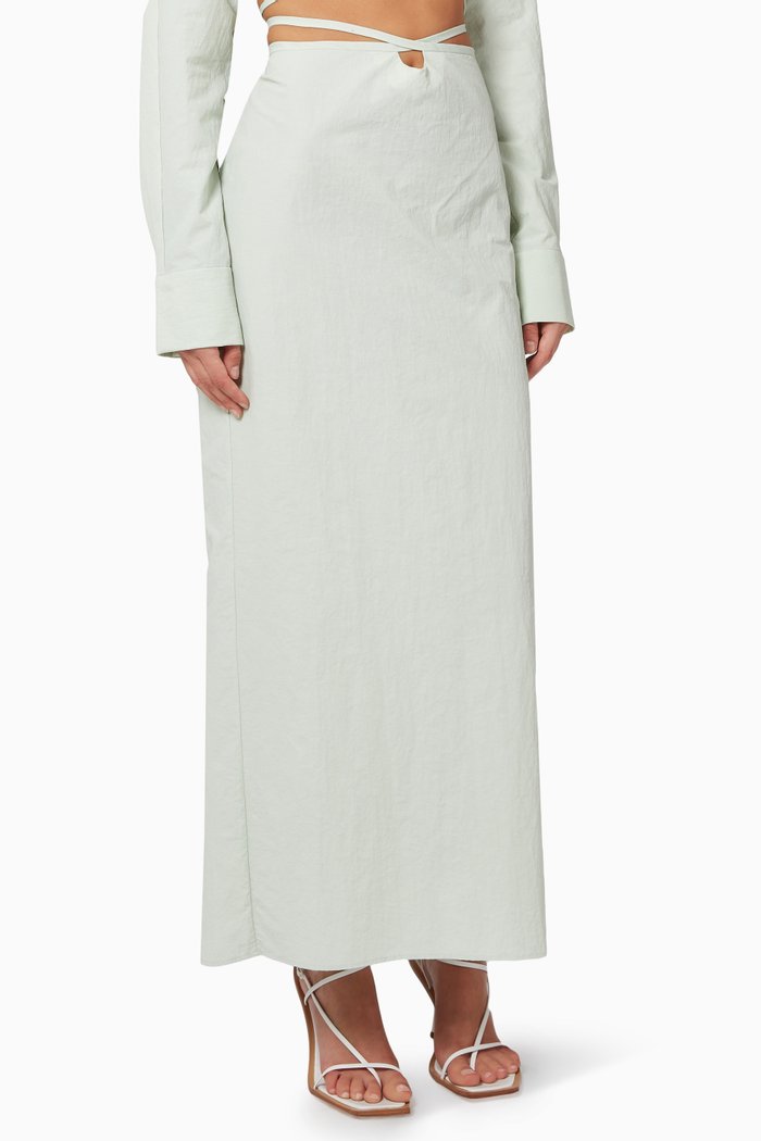 

Loophole Tie Skirt in Cotton Blend, Green