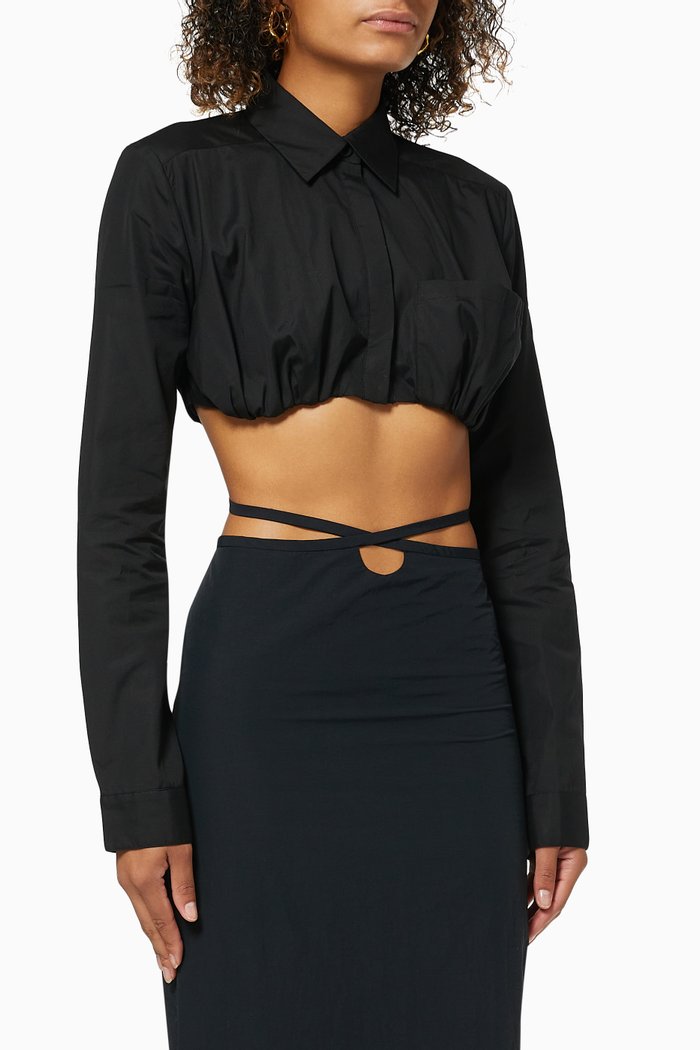 

Inbuilt Bra Shirt in Cotton, Black