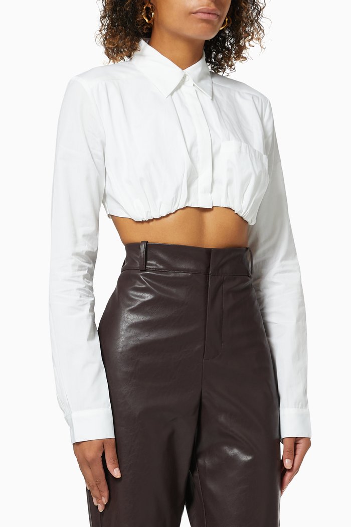 

Inbuilt Bra Shirt in Cotton, White