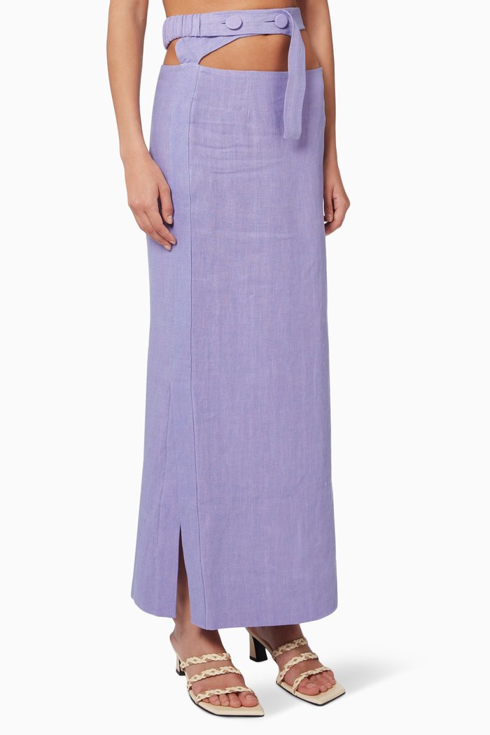 

Belted Skirt in Linen, Purple