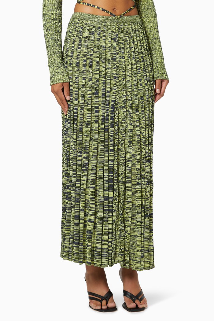 

Deconstruct Knit Tie Skirt in Viscose, Green