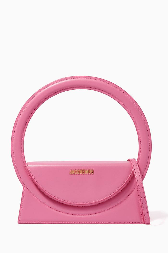 Le Sac Rond Shoulder Bag in Smooth Leather, Pink