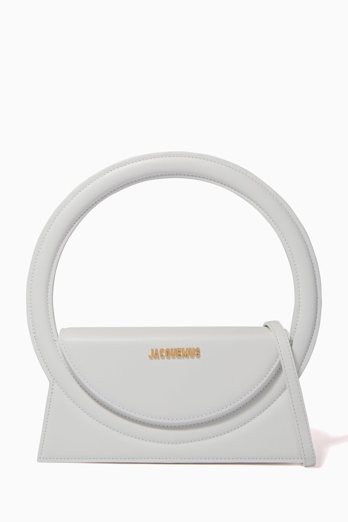 Le Sac Rond Shoulder Bag in Smooth Leather, White