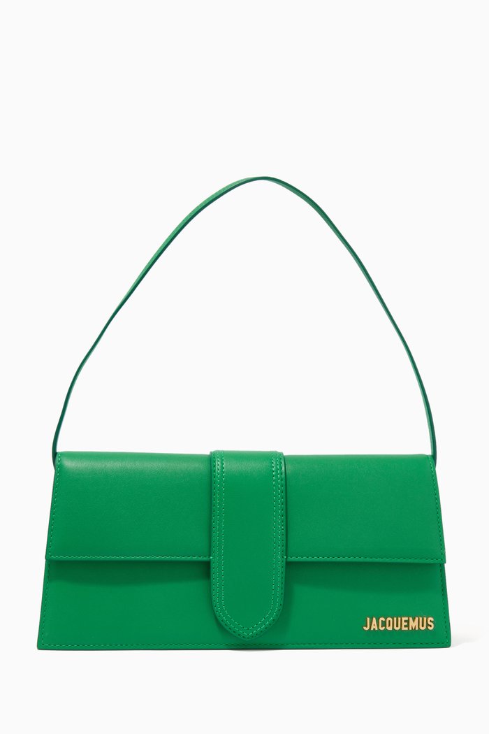 

Le Bambino Long Medium Shoulder Bag in Smooth Leather, Green