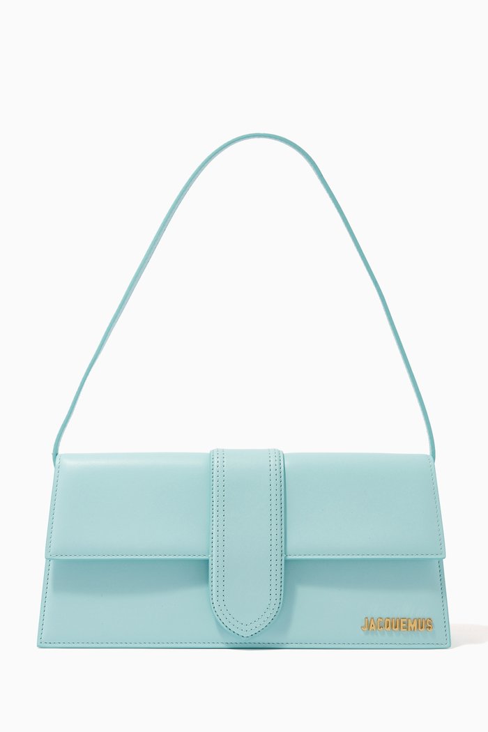

Le Bambino Long Medium Shoulder Bag in Smooth Leather, Blue