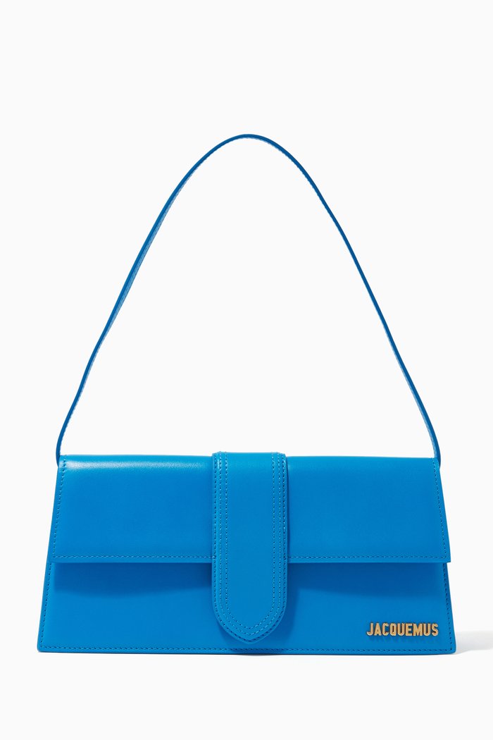 Le Bambino Long Medium Shoulder Bag in Smooth Leather, Blue