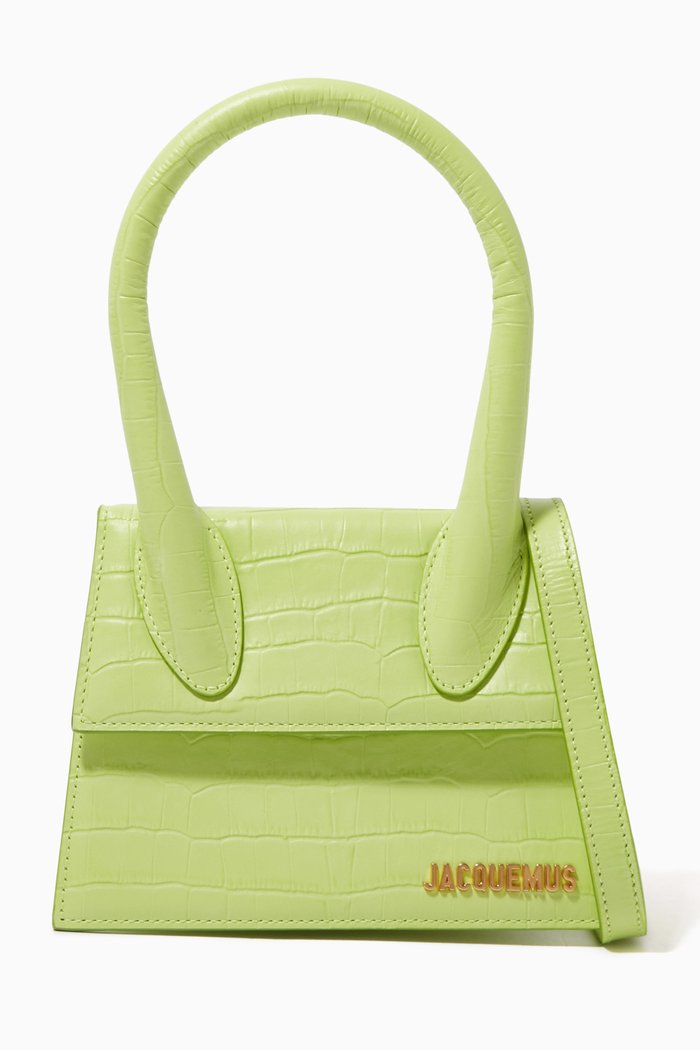 

Le Chiquito Medium Bag in Croc-embossed Leather, Green
