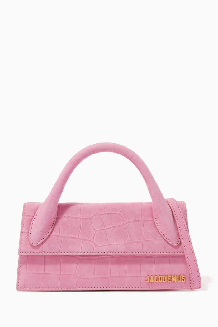 Le Chiquito Long Bag in Leather, Pink