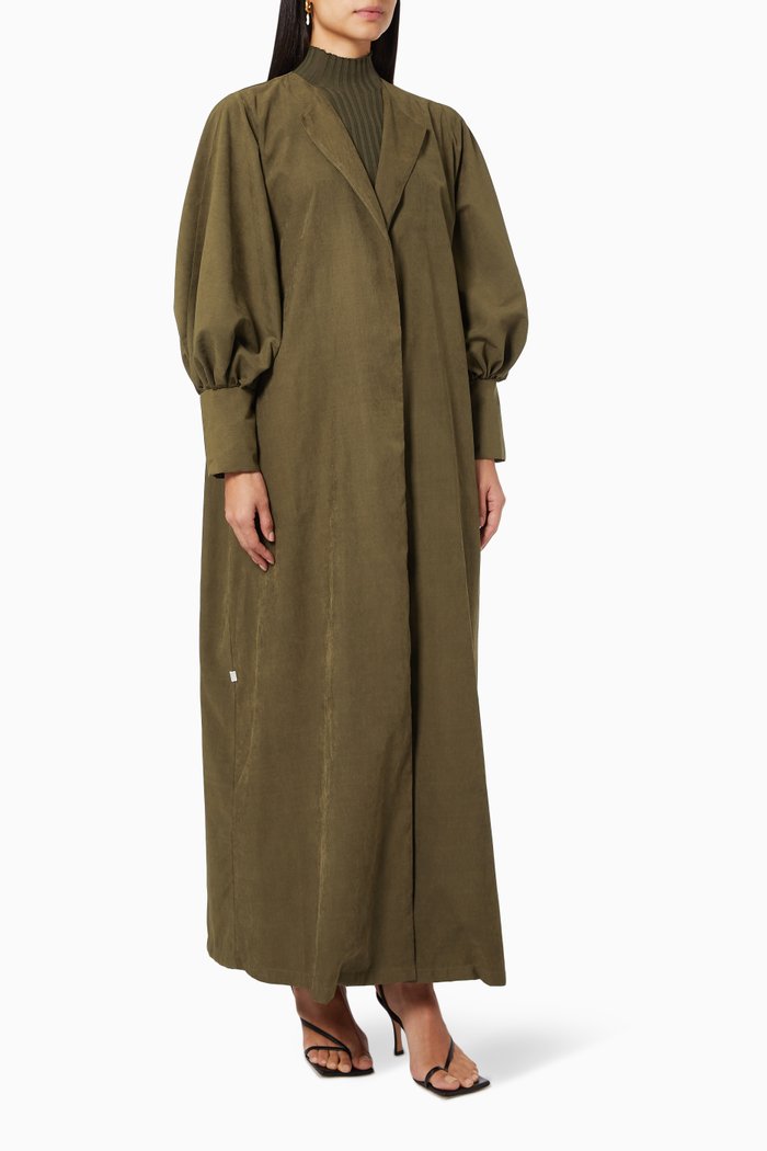 

Round Neck Abaya in Suede, Green