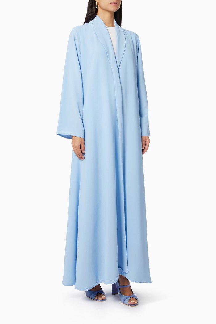 

Collared Abaya in Stretch Chiffon, Blue
