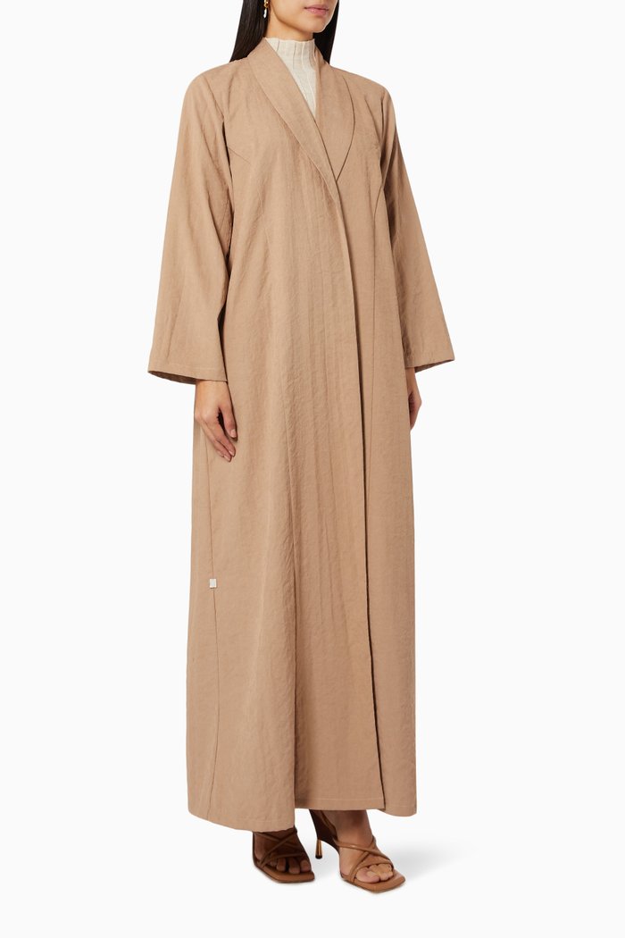 

Collared Abaya in Suede, Brown