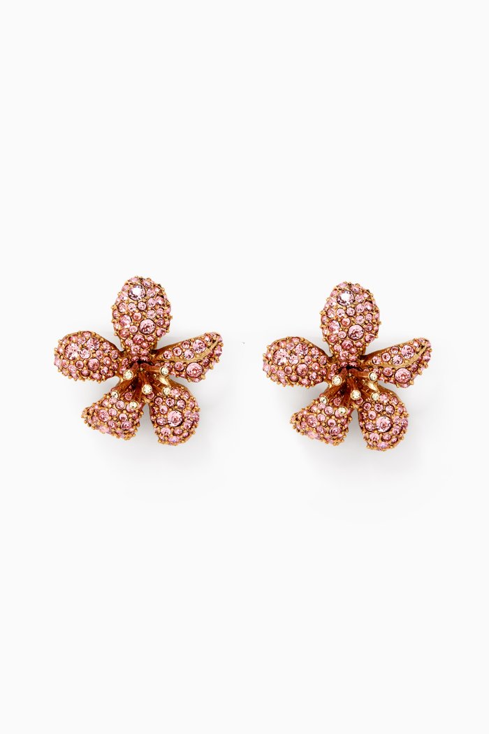 

Flora Magnifica Crystal Clip Earrings, Pink