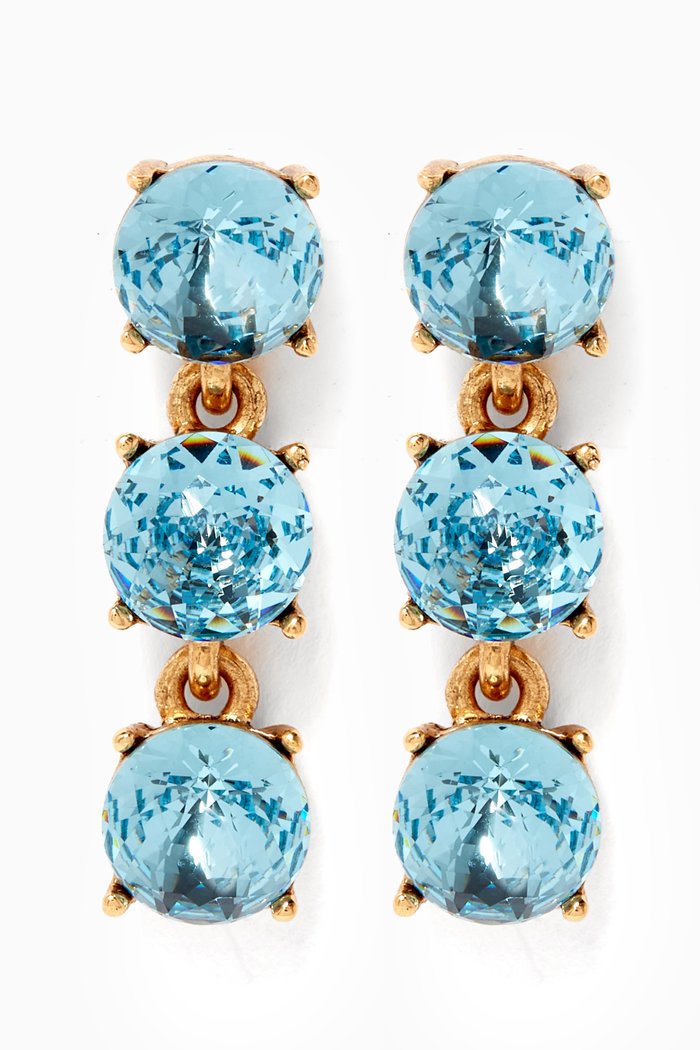 

Small Dome Crystal Earrings, Blue
