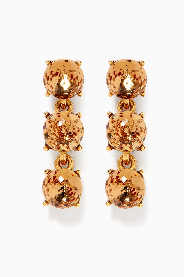 

Small Dome Crystal Earrings, Brown