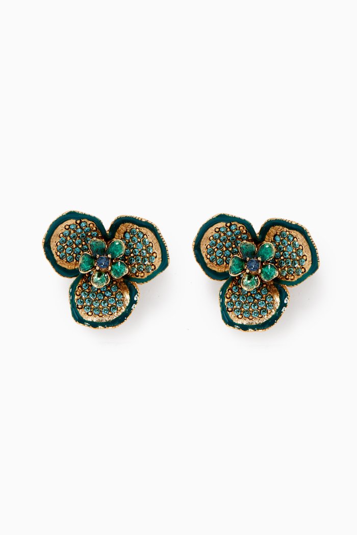 

Flora Botanica Crystal Clip Earrings, Green