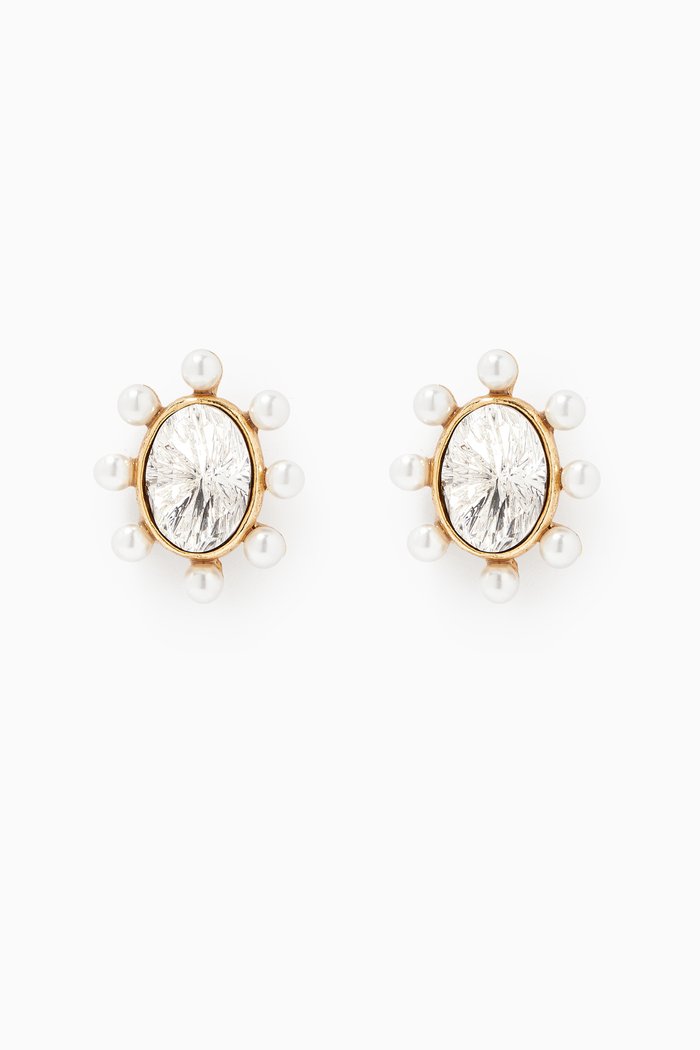 

Crystal & Pearl Stud Earrings, Silver
