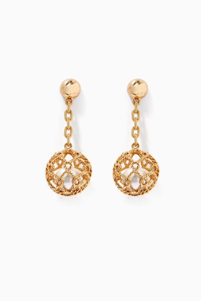 

Pearl Caged Drop Earrings, White