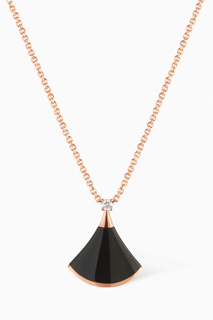 Divas' Dream Diamond & Onyx Necklace in 18kt Rose Gold