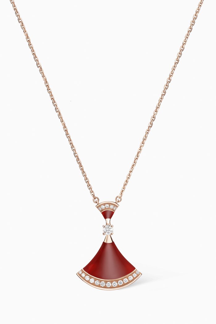 Divas' Dream Diamond Necklace in 18kt Rose Gold & Carnelian