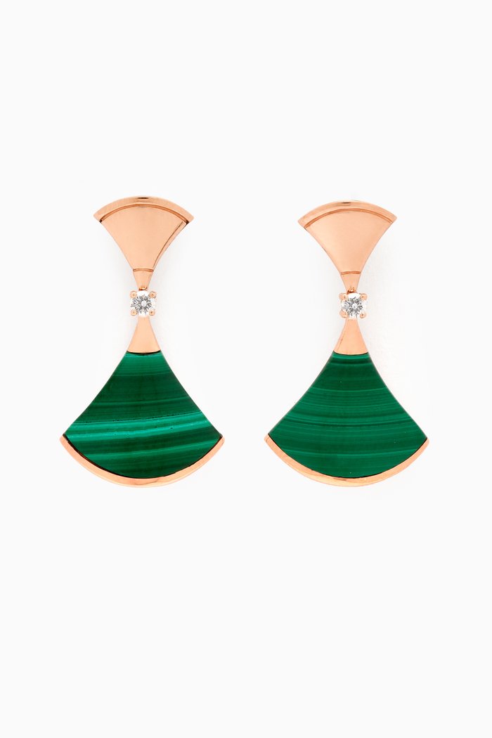 

Diva's Dreams Diamond & Malachite Earrings in 18kt Rose Gold