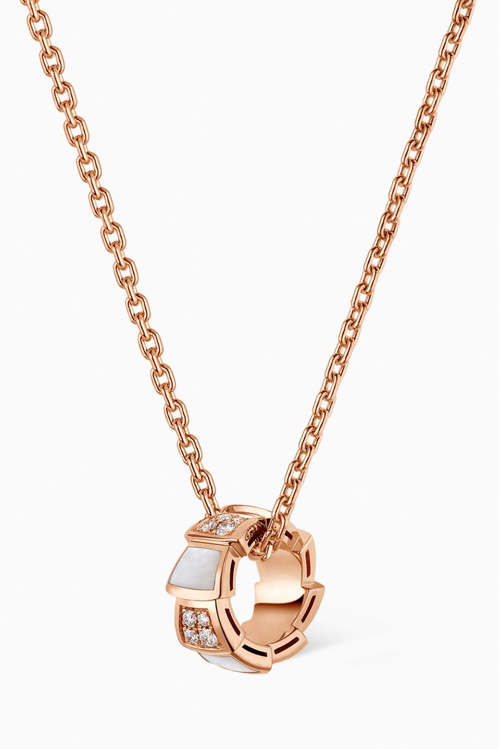 Serpenti Viper Diamond Necklace in Mother of Pearl & Rose Gold