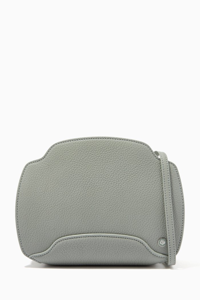 Sesia Crossbody Bag in Soft Calfskin, Grey