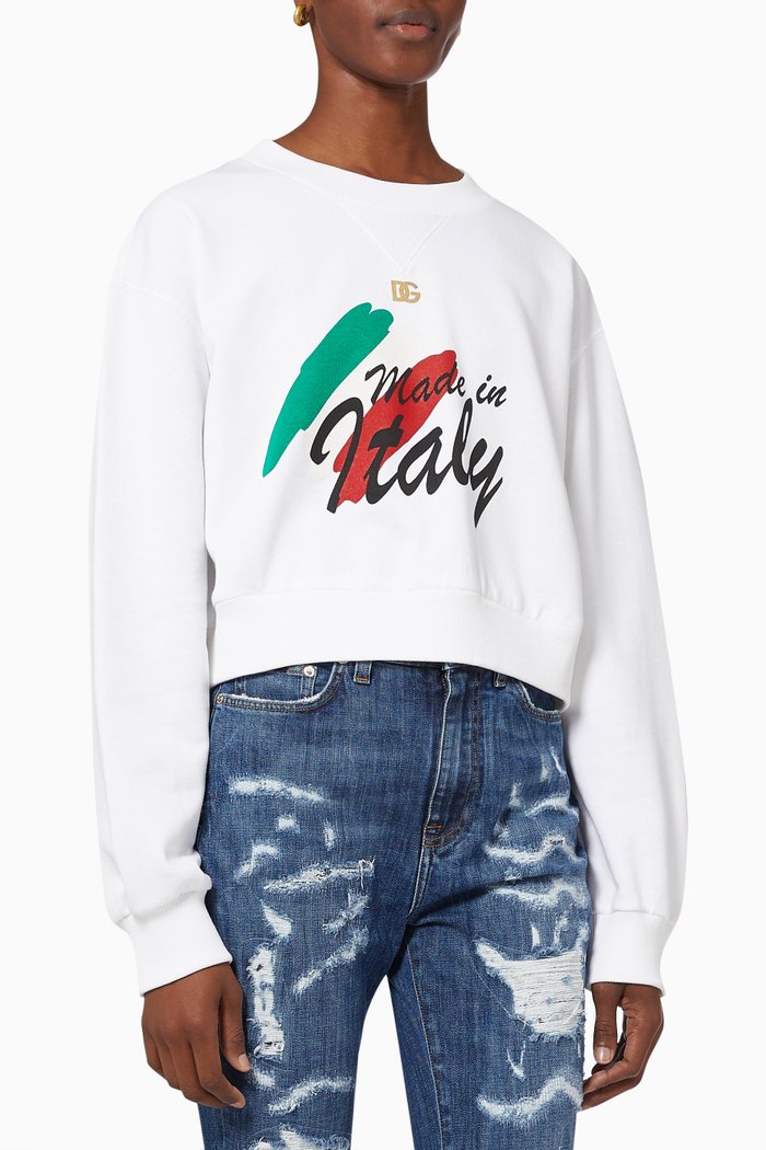 

Made In Italy Logo Sweatshirt in Cotton, White
