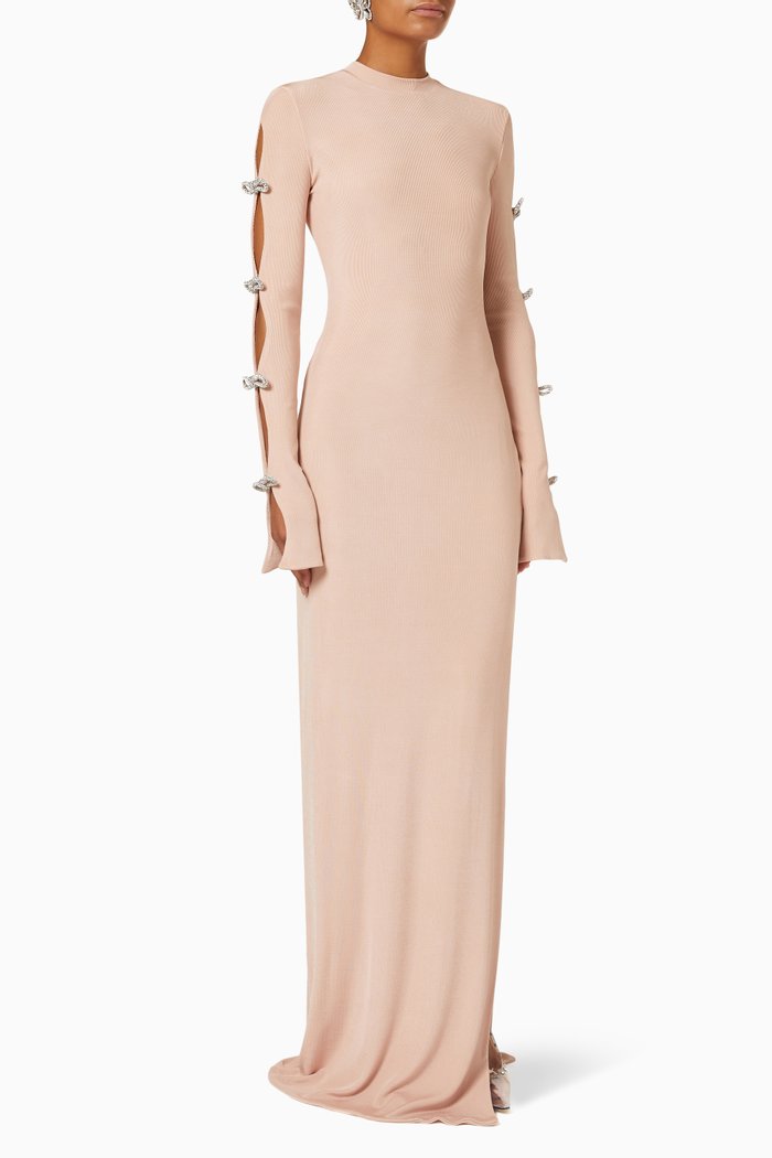 

Cutout Maxi Dress in Viscose Jersey, Neutral