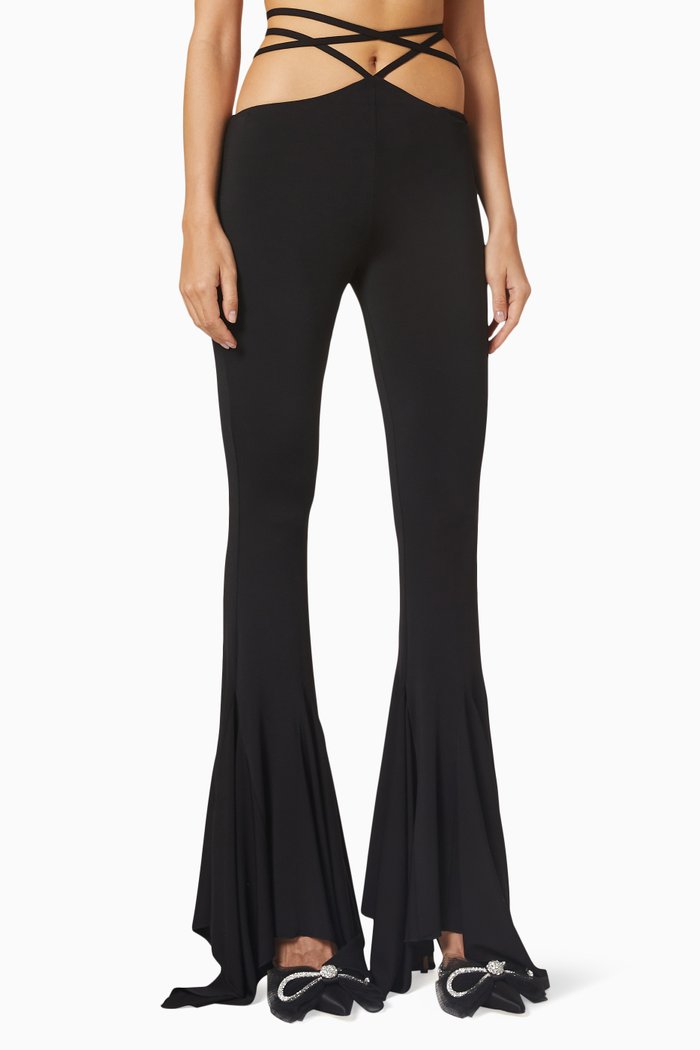 

Cut Out Pants in Viscose Jersey, Black
