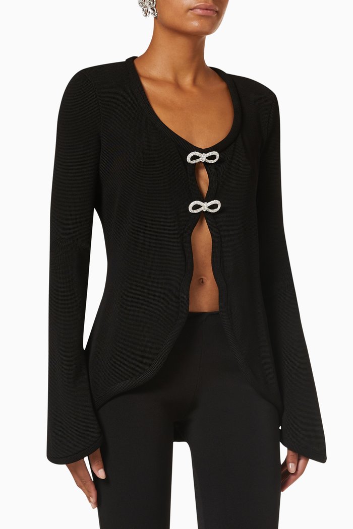 

Double Bow Jacket in Viscose Jersey, Black
